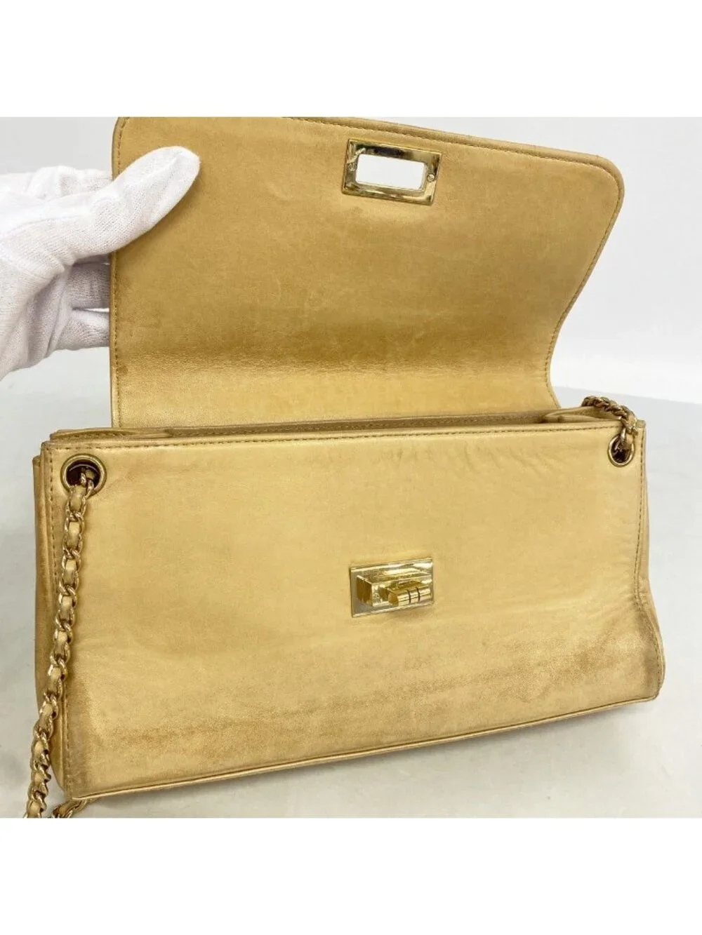Chanel Shoulder Bag 2.55 Choco Bar Lambskin Light Brown Gold